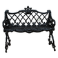 VICTORIAN BLACK CAST METAL LOVESEAT BENCH WITH DIAMOND LATTICE BACK