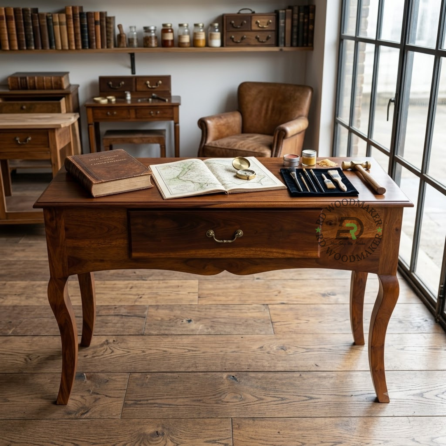 CLASSIC WOODEN CONSOLE TABLE WITH DRAWER & CABRIOLE LEGS