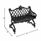 VICTORIAN BLACK CAST METAL LOVESEAT BENCH WITH DIAMOND LATTICE BACK