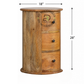 ROUND SOLID WOOD 3-DRAWER CABINET