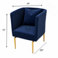 BLUE VELVET METAL LEG ACCENT CHAIR
