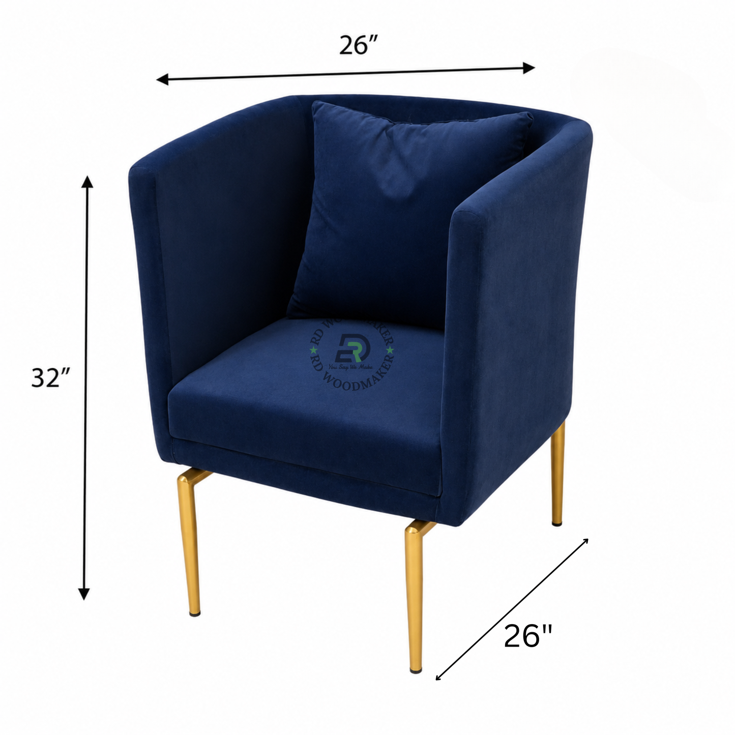 BLUE VELVET METAL LEG ACCENT CHAIR