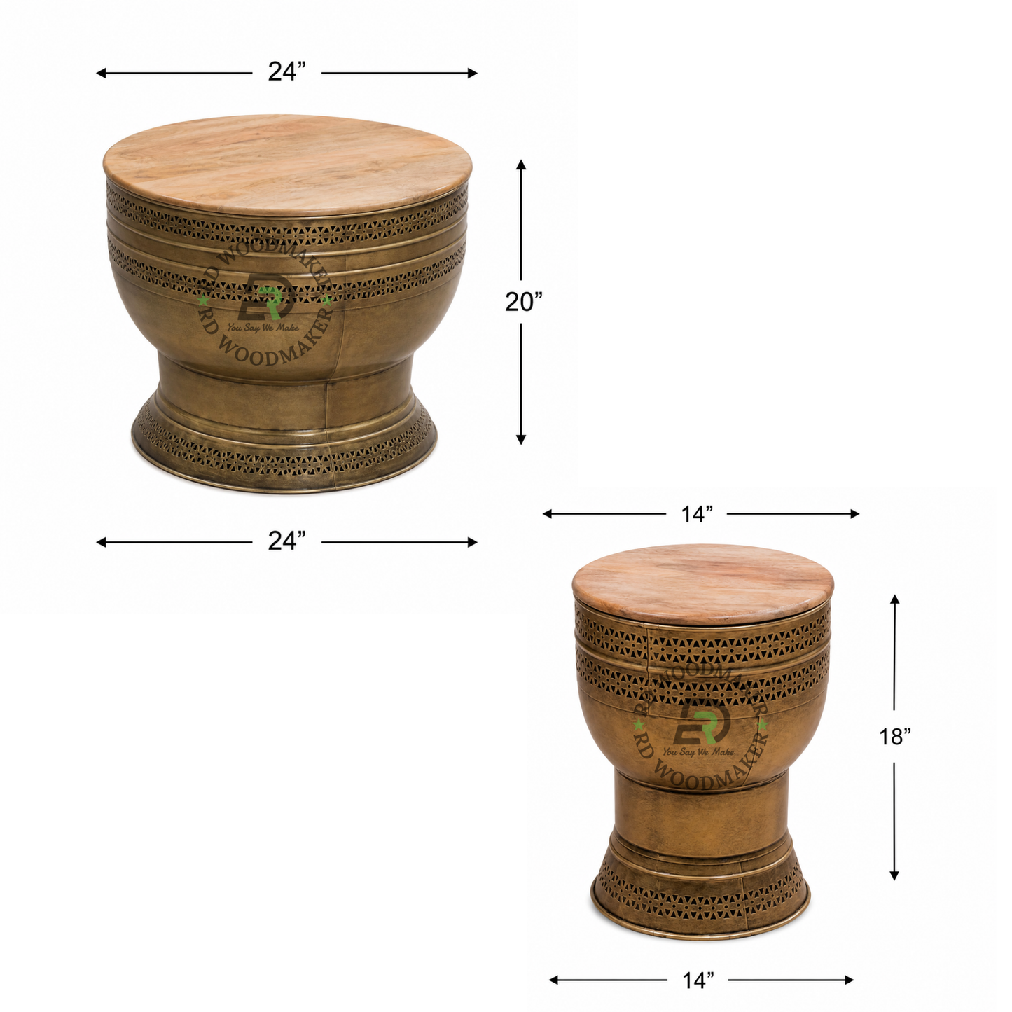 INDUSTRIAL METAL & SOLID WOOD COFFEE TABLE SET WITH STOOLS