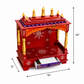 PREMIUM HAND-PAINTED RED WOODEN HOME TEMPLE WITH OPEN SHRINE & DOUBLE STORAGE DRAWERS