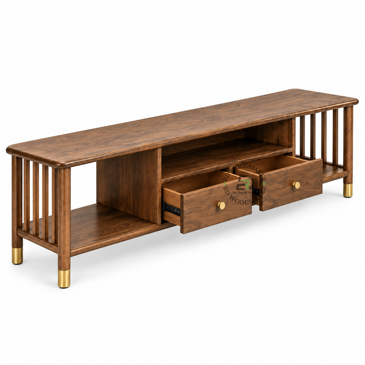 SEREN EXTRA-WIDE SLATTED SOLID WOOD TV UNIT