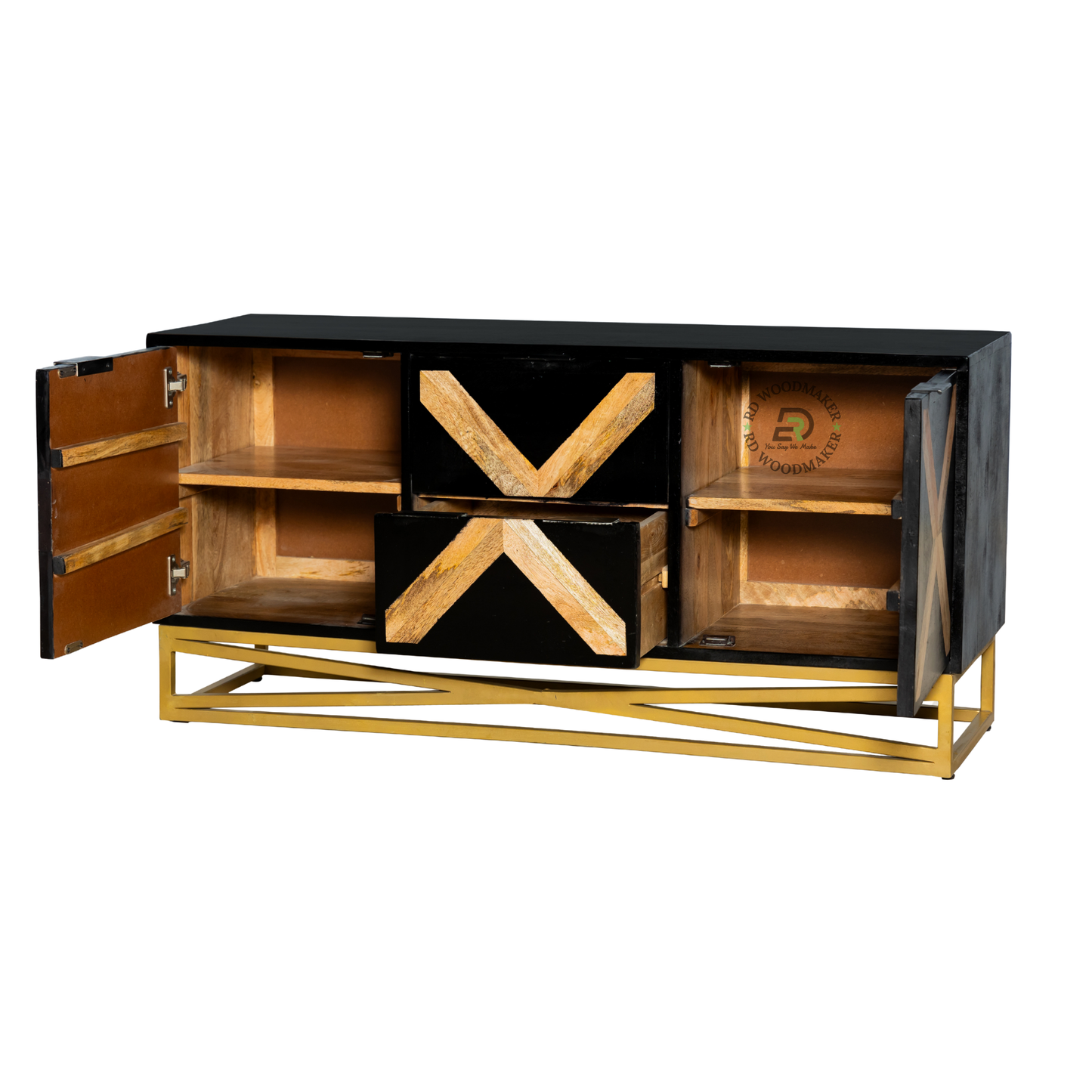 MODERN X-PATTERN SOLID WOOD SIDEBOARD