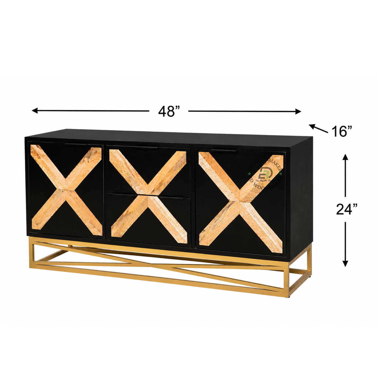 MODERN X-PATTERN SOLID WOOD SIDEBOARD