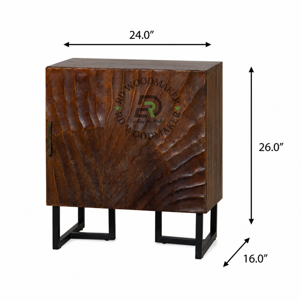 MODERN HANDCARVED SOLID WOOD BEDSIDE TABLE