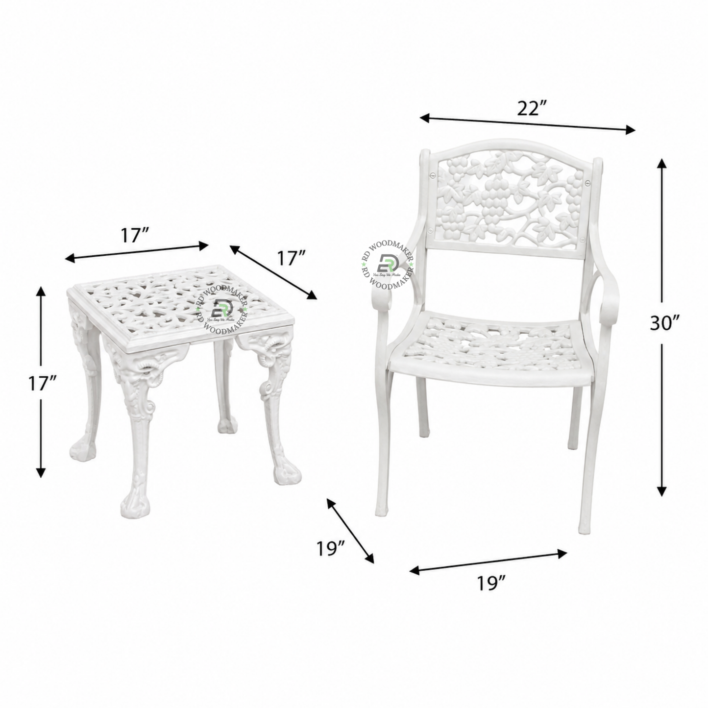 IVORY GRAPEVINE METAL CONVERSATION SET