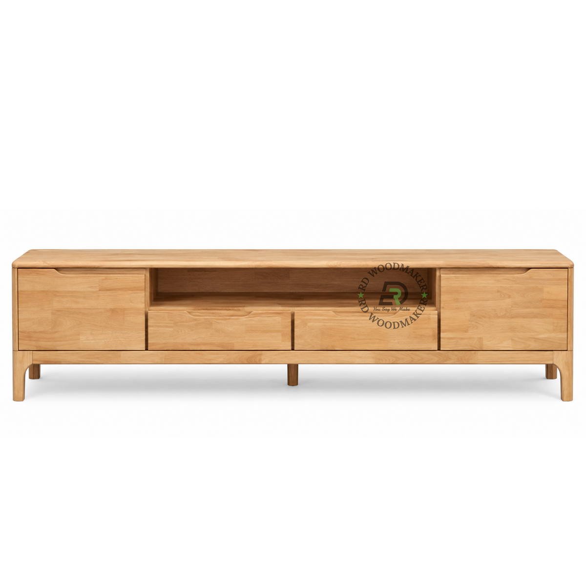 ELARA NATURAL SOLID WOOD STORAGE TV UNIT