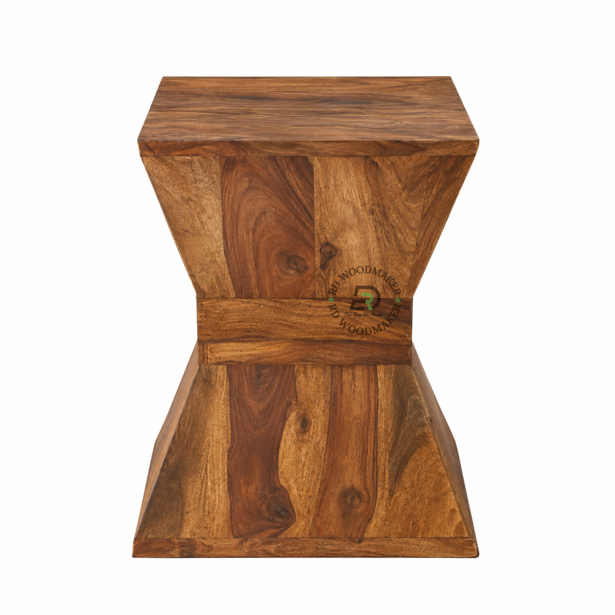 VESTA SCULPTURAL HOURGLASS SOLID WOOD STOOL
