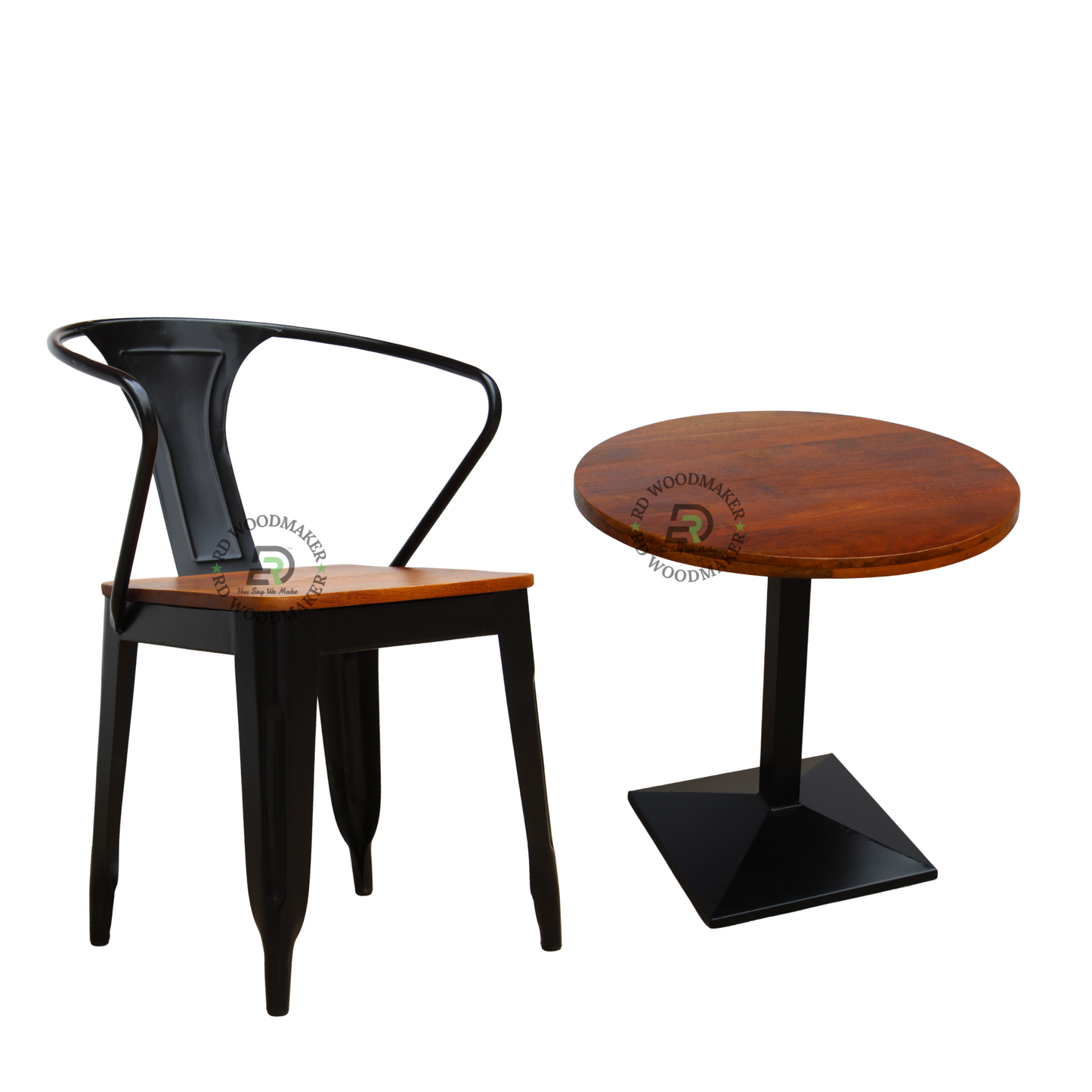 URBAN WOOD & BLACK METAL CAFÉ SET