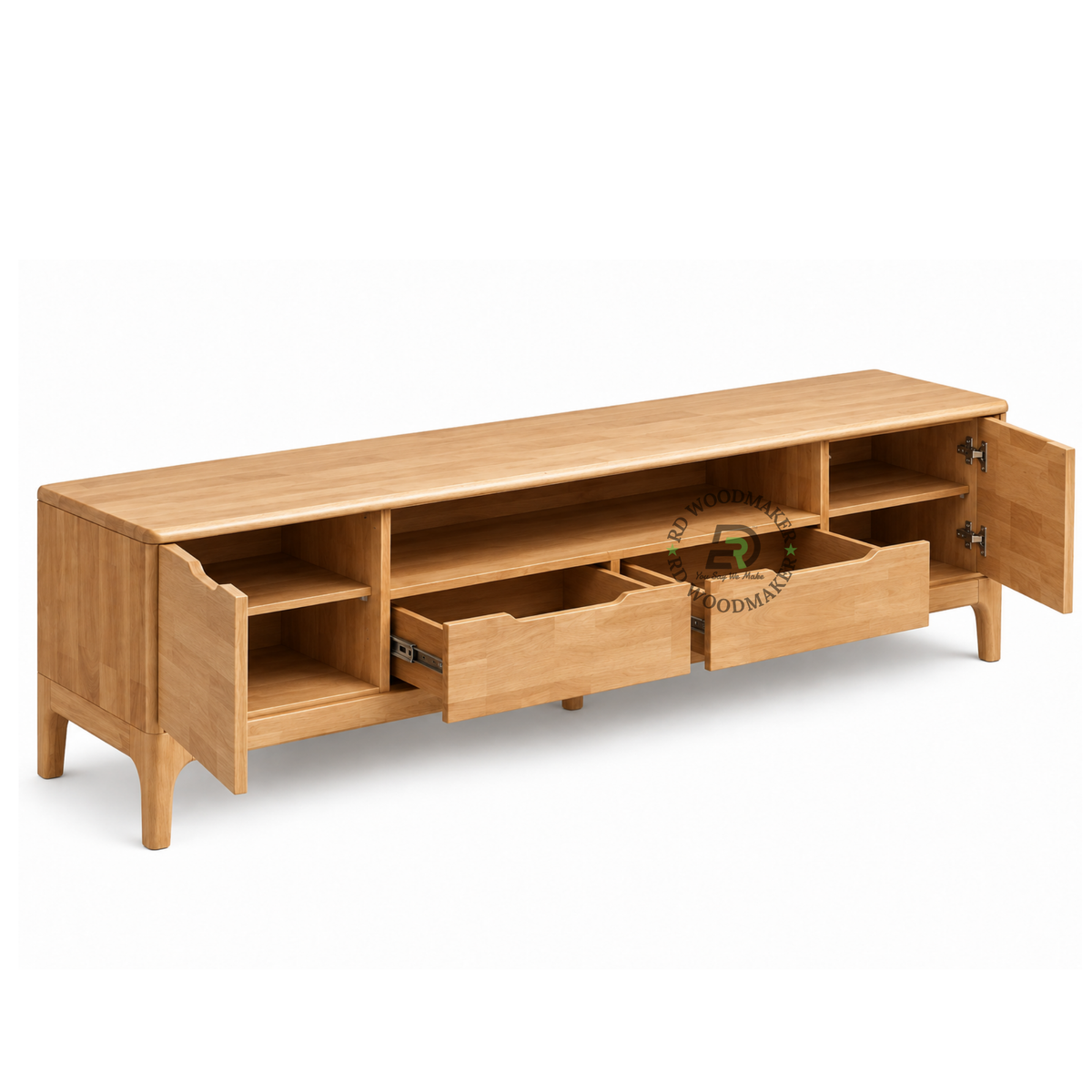 ELARA NATURAL SOLID WOOD STORAGE TV UNIT