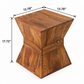 VESTA SCULPTURAL HOURGLASS SOLID WOOD STOOL