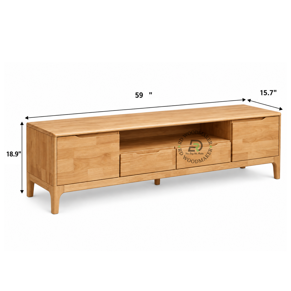ELARA NATURAL SOLID WOOD STORAGE TV UNIT