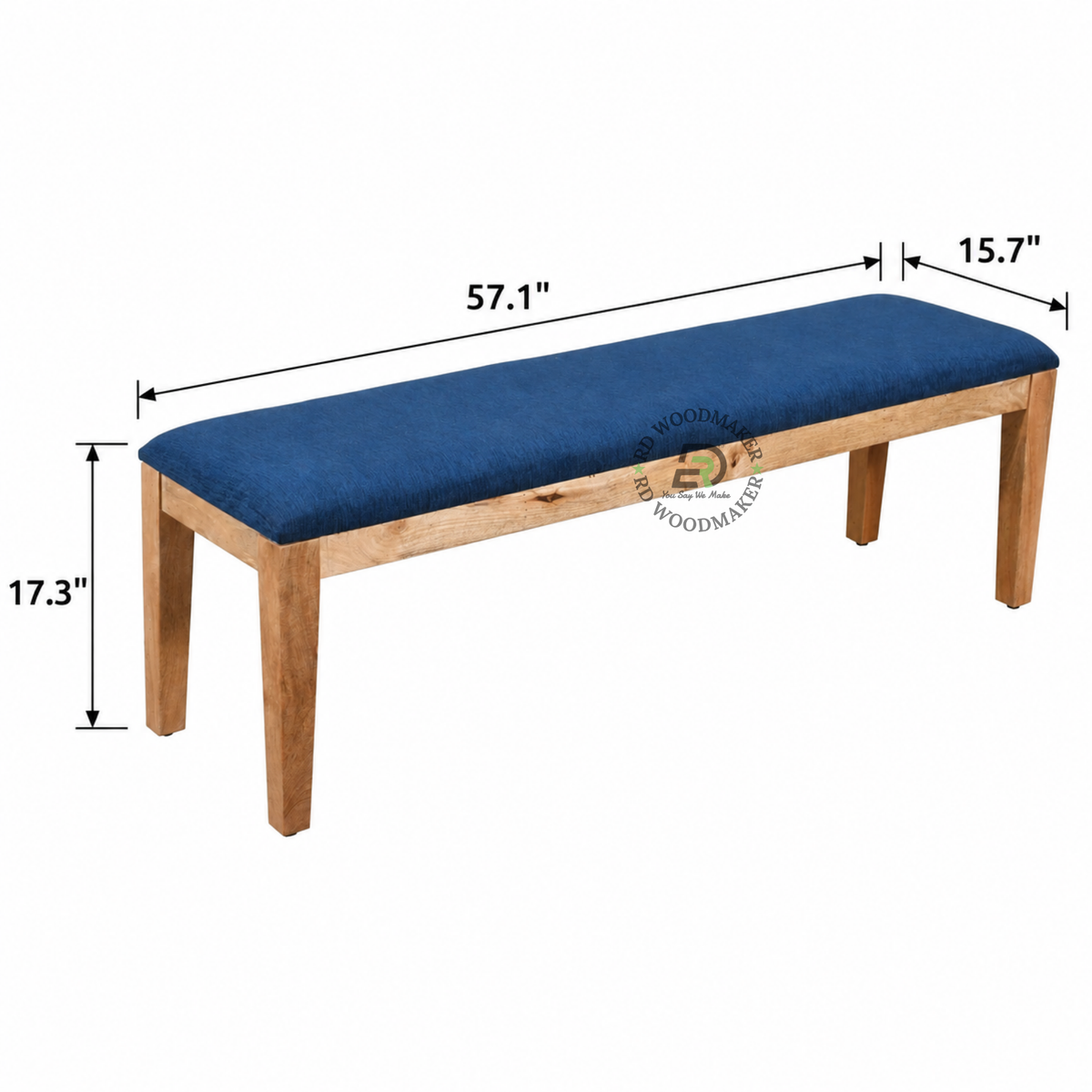 NOVA BLUE UPHOLSTERED SOLID WOOD DINING BENCH