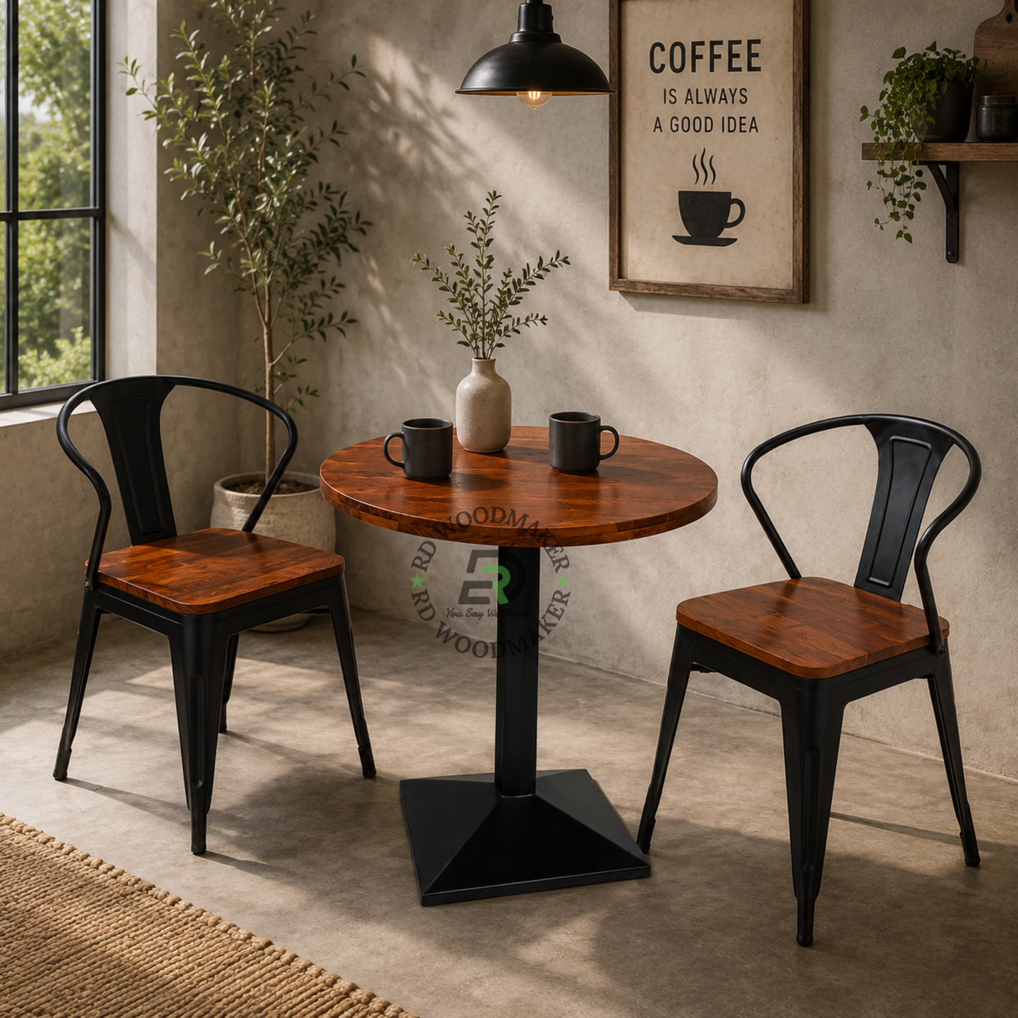 URBAN WOOD & BLACK METAL CAFÉ SET