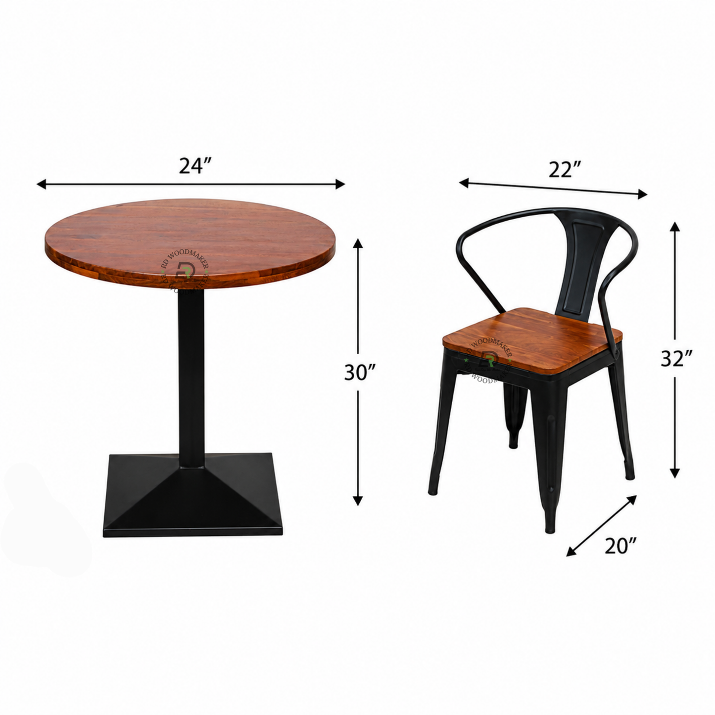 URBAN WOOD & BLACK METAL CAFÉ SET