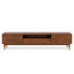 ROWAN WALNUT SOLID WOOD TV UNIT WITH BRASS-CAPPED LEGS