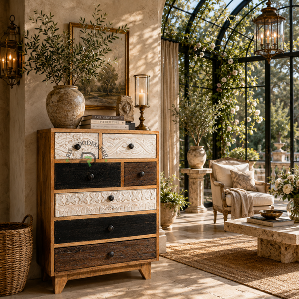 MULTI-DRAWER HANDCRAFTED SOLID WOOD STORAGE CABINET