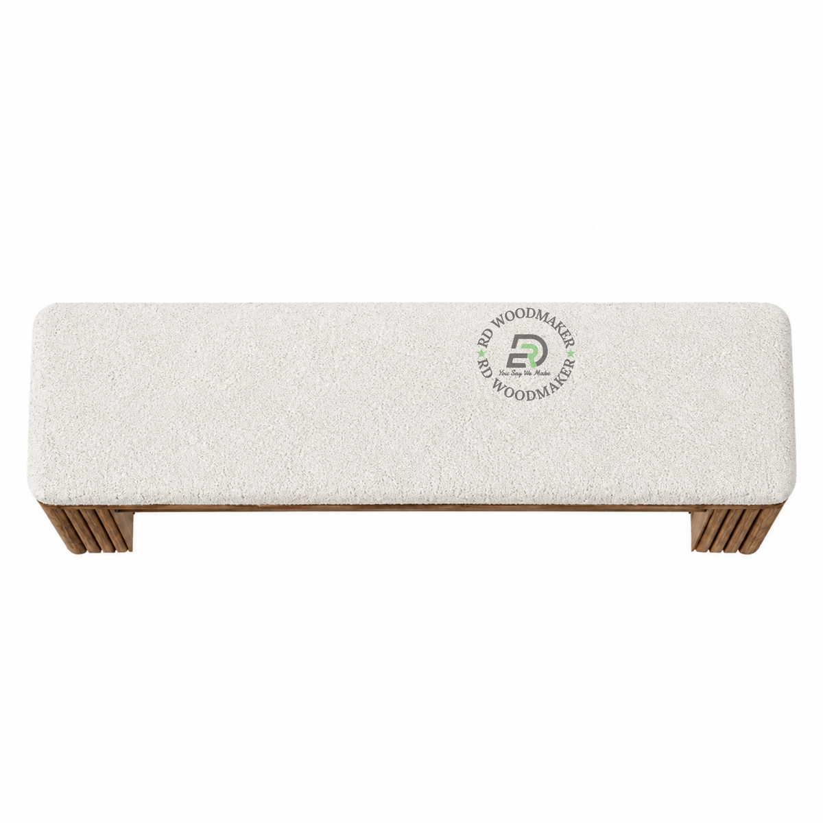 RIVA REEDED WOOD STORAGE BENCH WITH BOUCLÉ SEAT