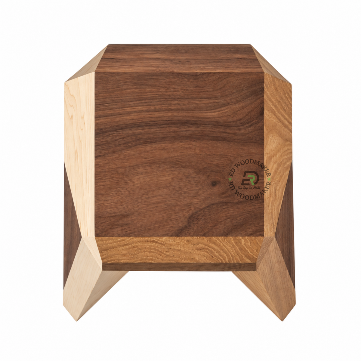 KAEL MULTI-TONE GEOMETRIC SOLID WOOD STOOL