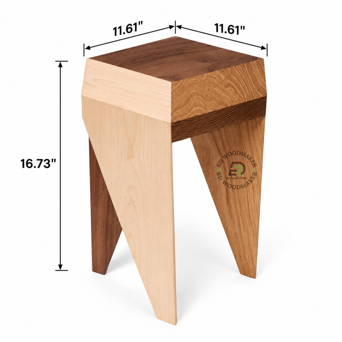 KAEL MULTI-TONE GEOMETRIC SOLID WOOD STOOL