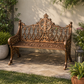 ORNATE HERITAGE CAST METAL GARDEN BENCH WITH FLORAL MEDALLION