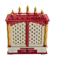 PREMIUM HAND-PAINTED RED & IVORY WOODEN HOME TEMPLE WITH JALI DOUBLE DOORS & DOUBLE STORAGE DRAWERS