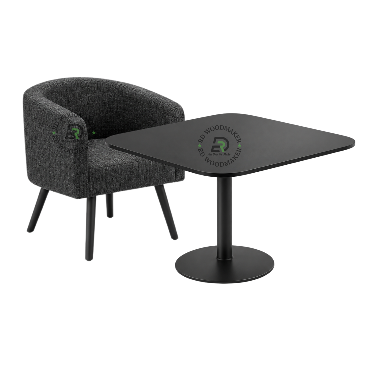 NOIR CAFE UPHOLSTERED CHAIR & TABLE SET