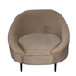 BEIGE CURVED BARREL ACCENT CHAIR