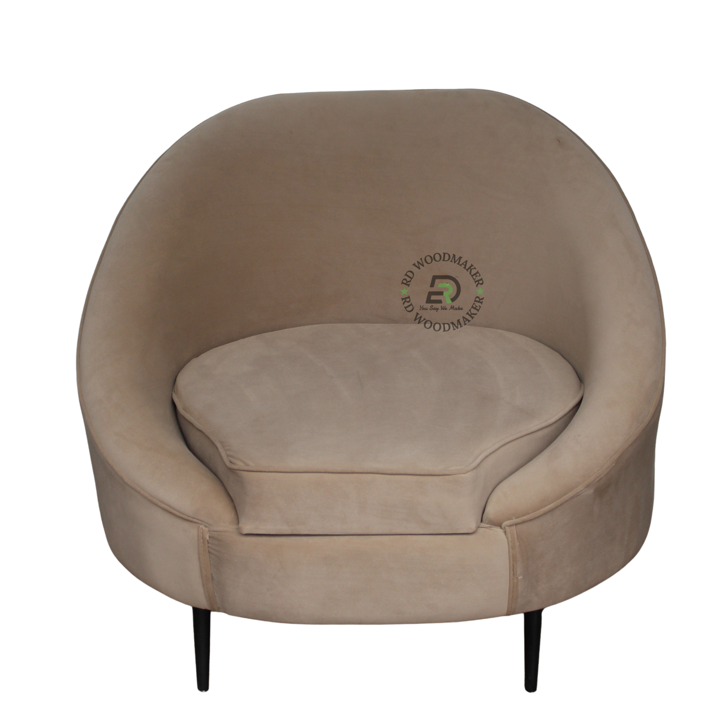 BEIGE CURVED BARREL ACCENT CHAIR