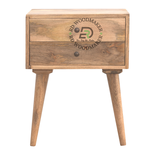 MODERN SOLID WOOD 2 DRAWER BEDSIDE TABLE