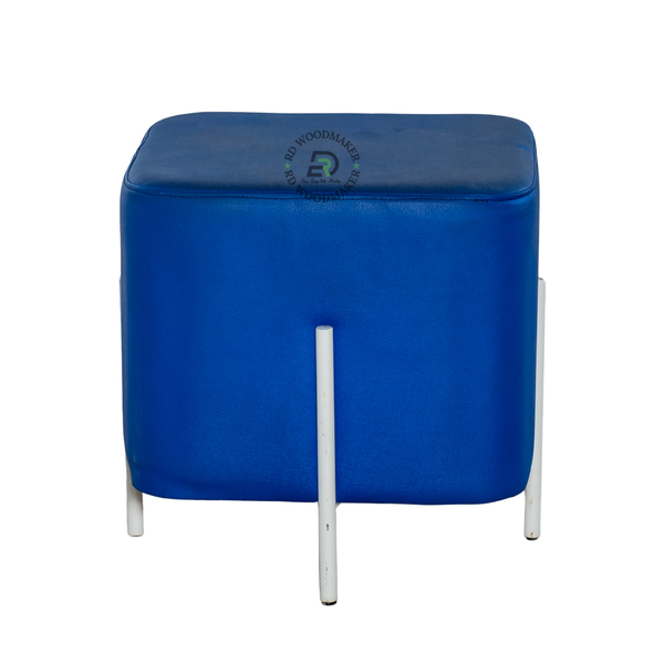 MODERN UPHOLSTERED SQUARE OTTOMAN STOOL WITH METAL LEGS