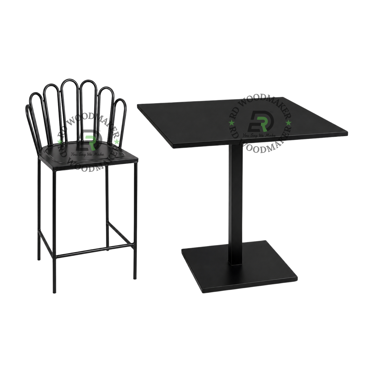 NOIR METAL BAR TABLE & HIGH CHAIR SET
