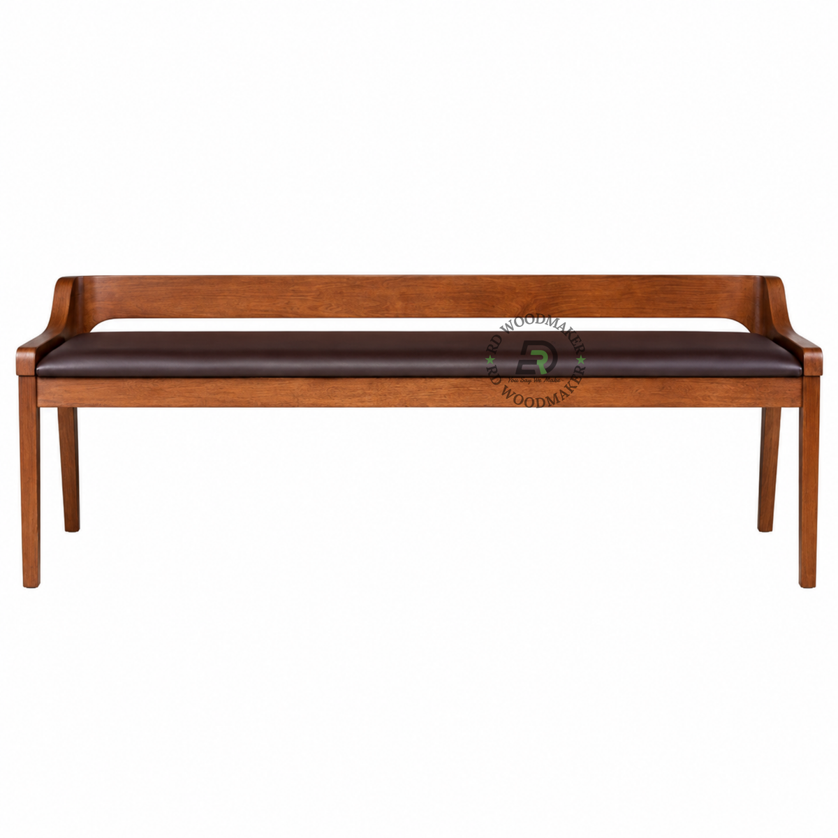 ELARA UPHOLSTERED SOLID WOOD BENCH WITH CURVED BACKREST