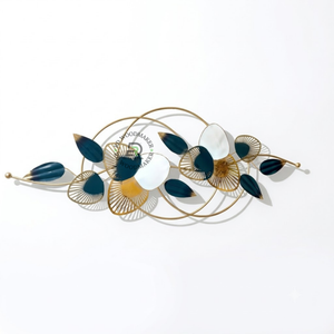 AURELIA BLUE & GOLD BOTANICAL METAL WALL ART