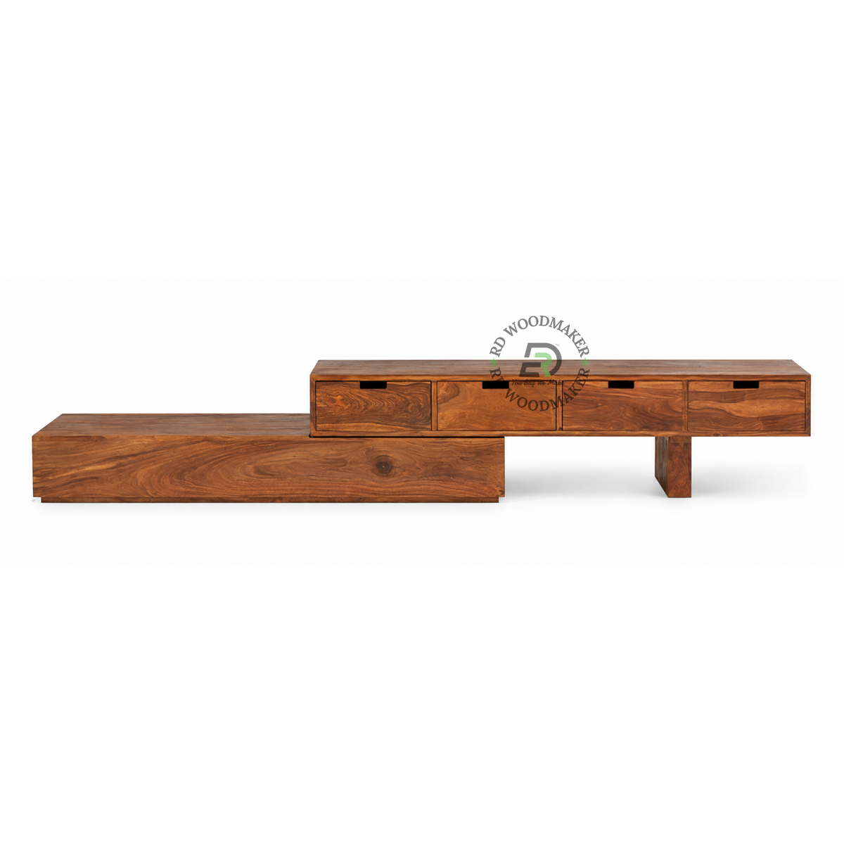VELORA ASYMMETRIC SOLID WOOD TV UNIT WITH 4 DRAWERS
