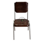 VINTAGE BROWN LEATHERETTE METAL DINING CHAIR