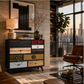 VINTAGE MULTI-DRAWER PATCHWORK SOLID WOOD CABINET