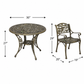 ANTIQUE GOLD FLORAL METAL ROUND TABLE & ARMCHAIR SET