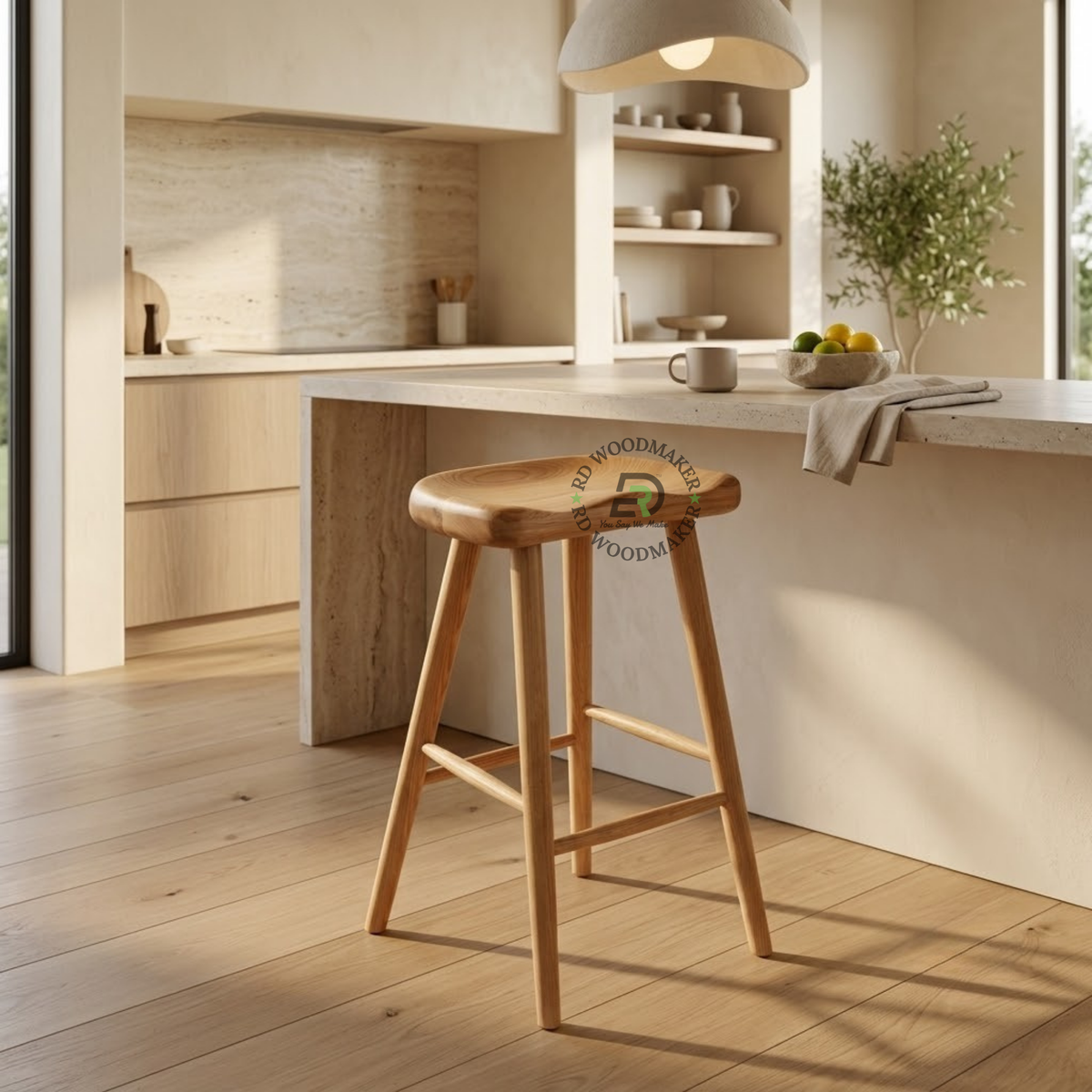 LYRA SCULPTED SOLID WOOD COUNTER STOOL