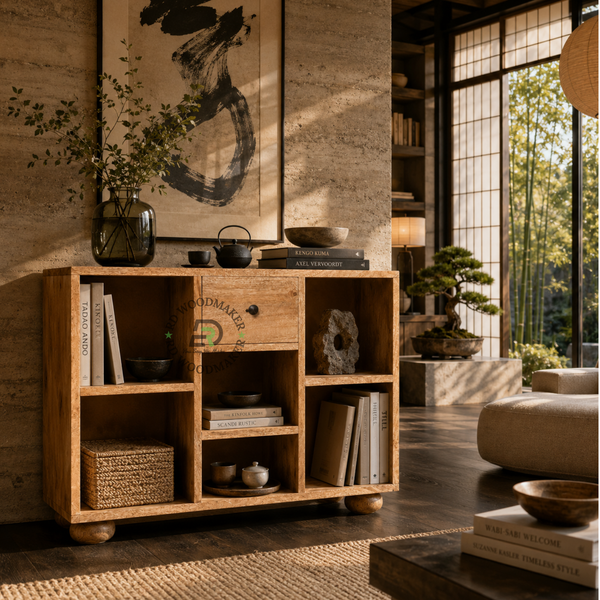 MODERN OPEN DISPLAY SOLID WOOD CABINET