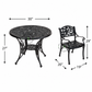 CLASSIC BLACK FLORAL METAL ROUND TABLE & ARMCHAIR SET
