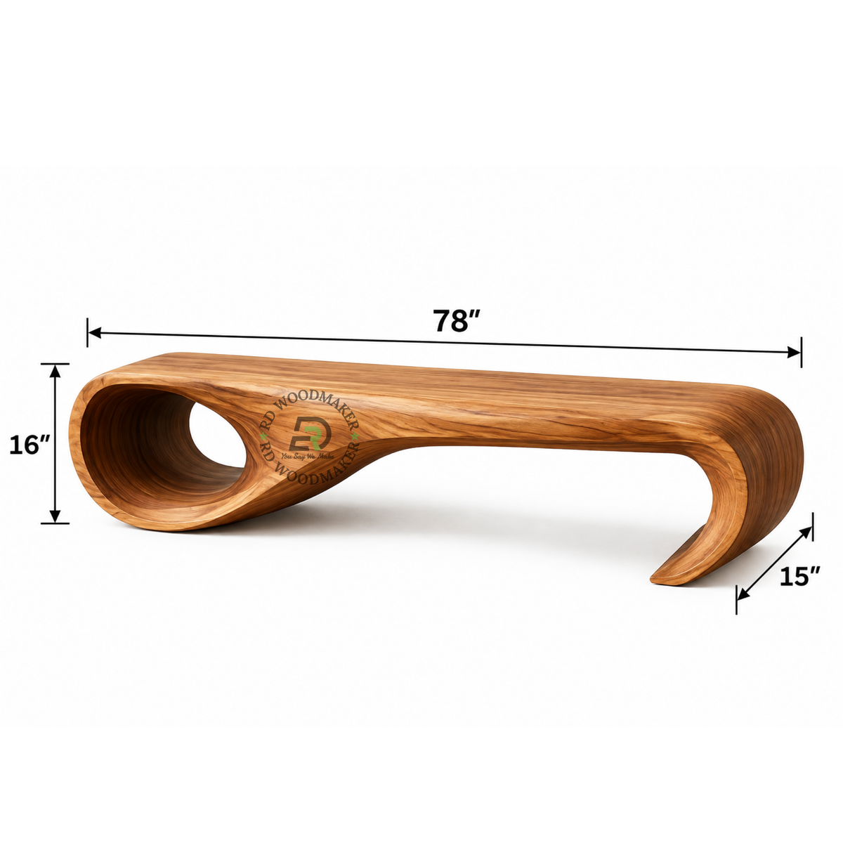 AUREN SCULPTURAL LOOP SOLID WOOD BENCH