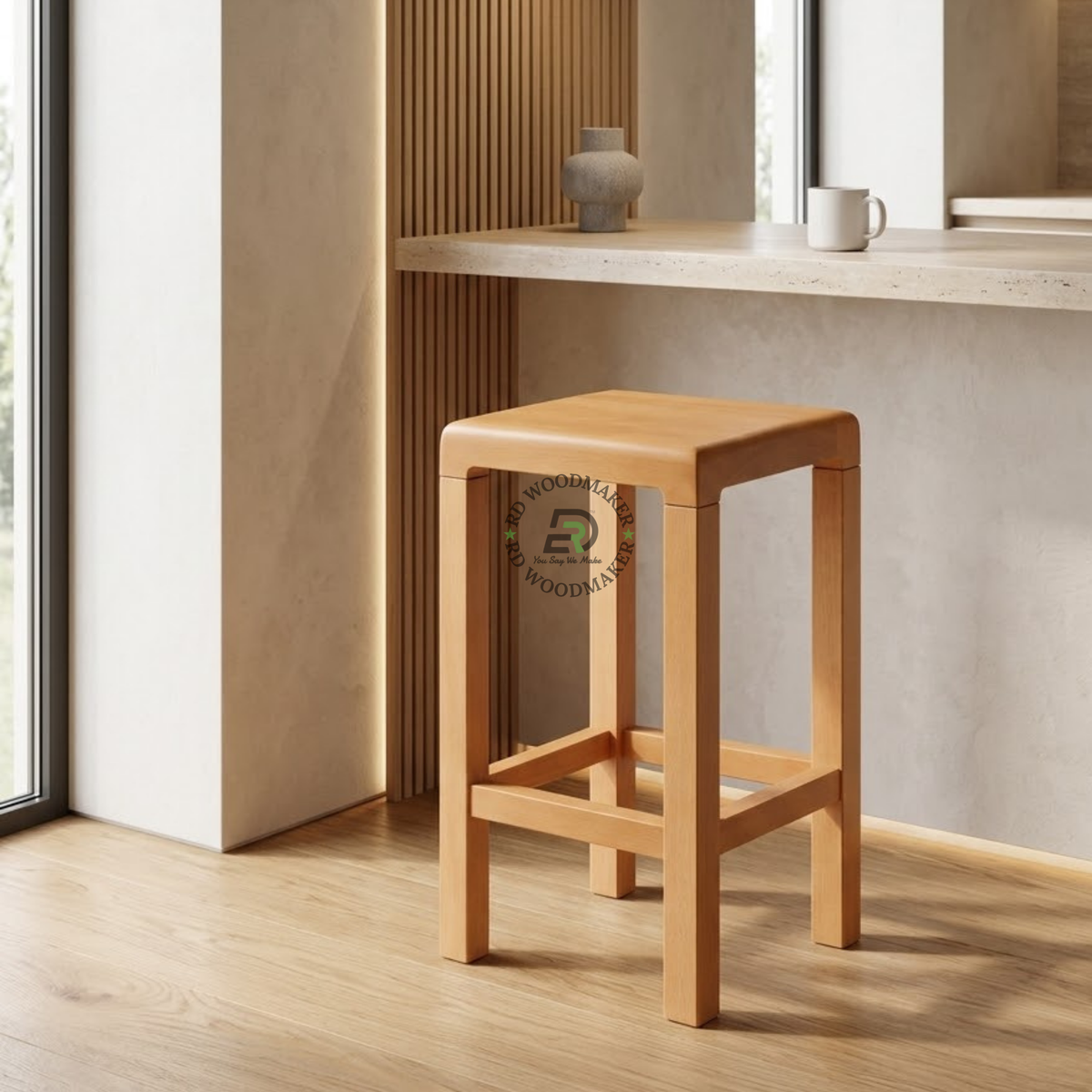 NOVA SQUARE SOLID WOOD COUNTER STOOL