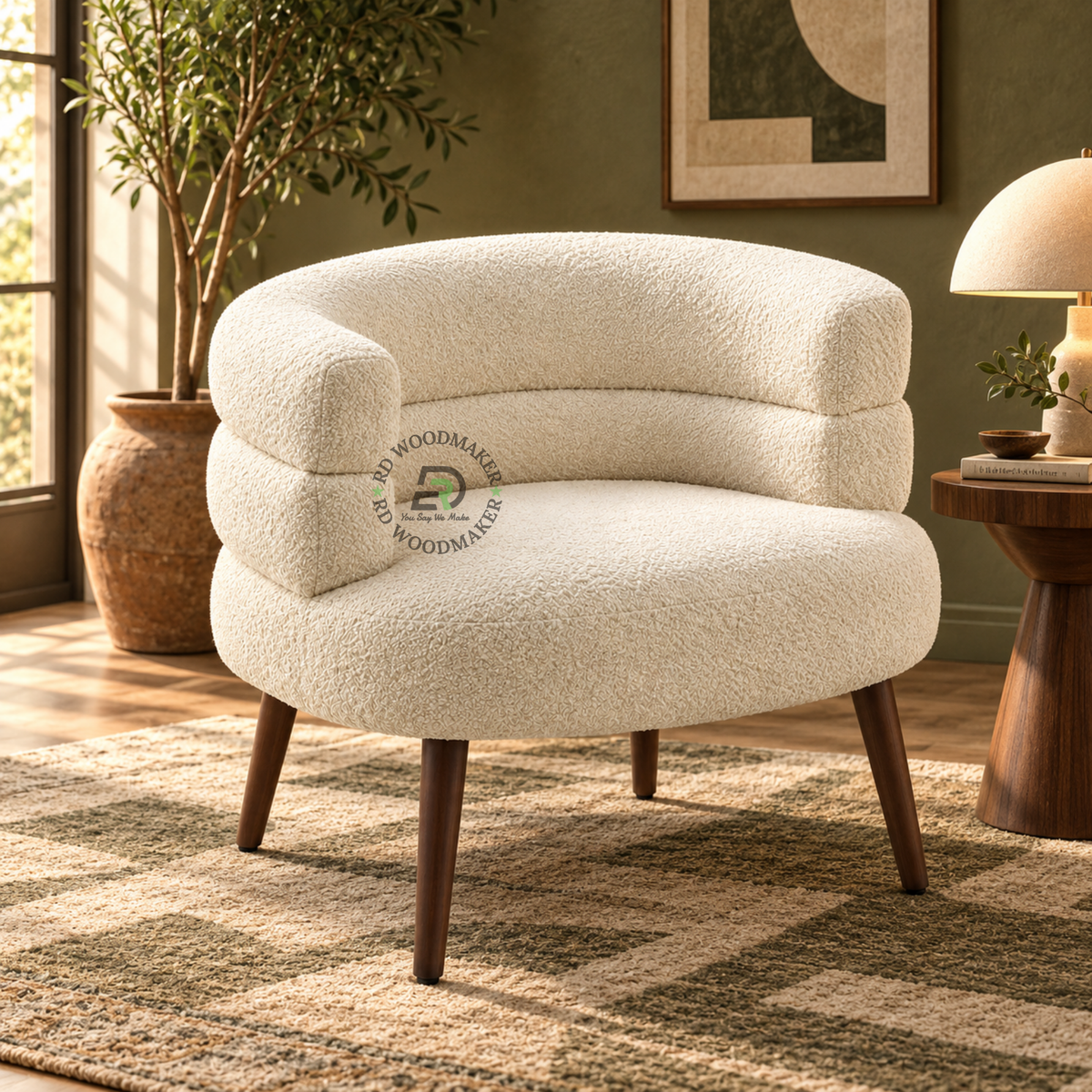 MIRA BOUCLÉ CURVED SINGLE SOFA CHAIR