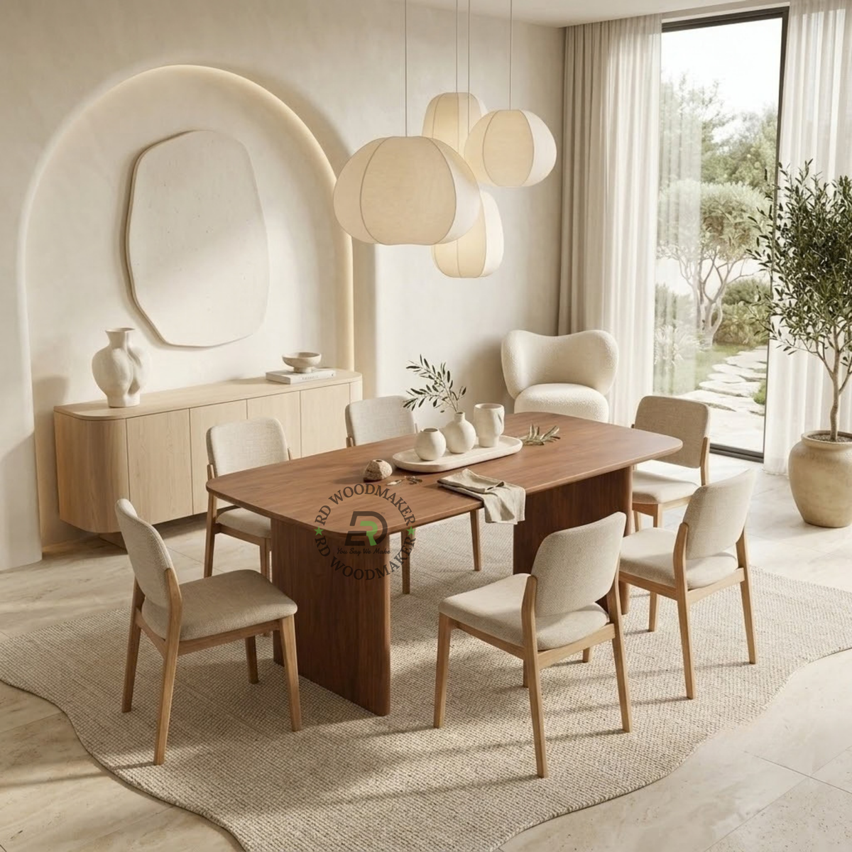 ELDON SOLID WOOD PANEL DINING TABLE