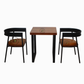 INDUSTRIAL WOOD & BLACK METAL DINING TABLE WITH CUSHIONED ARMCHAIR SET