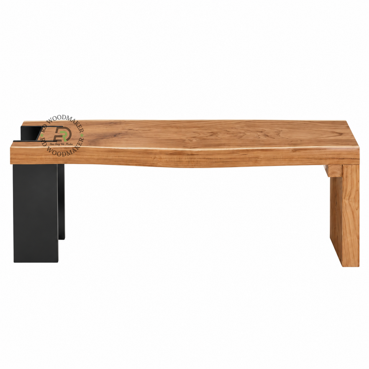 KAIRO ASYMMETRIC SOLID WOOD & BLACK METAL BENCH